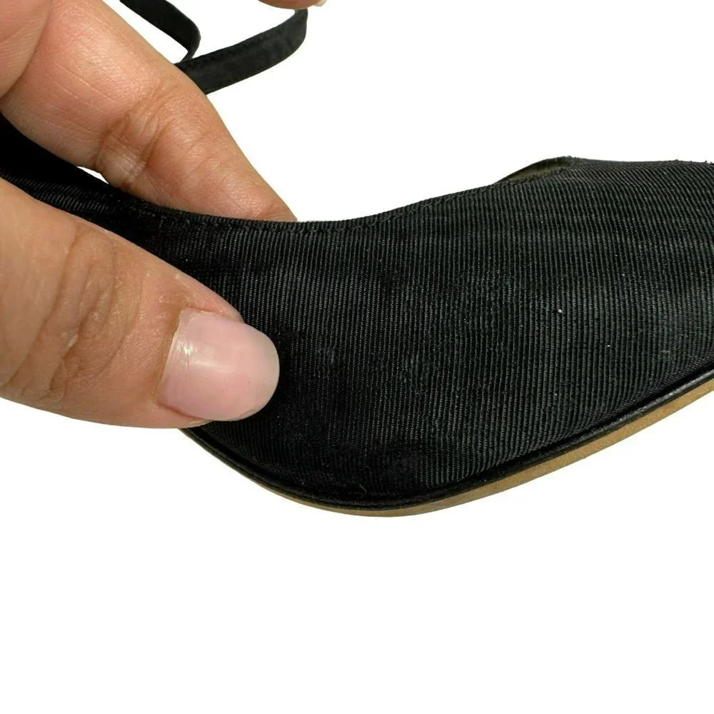 Fendi Designer Shoes Black Satin Open Toes Sandals 38.5 /‎ 7.5